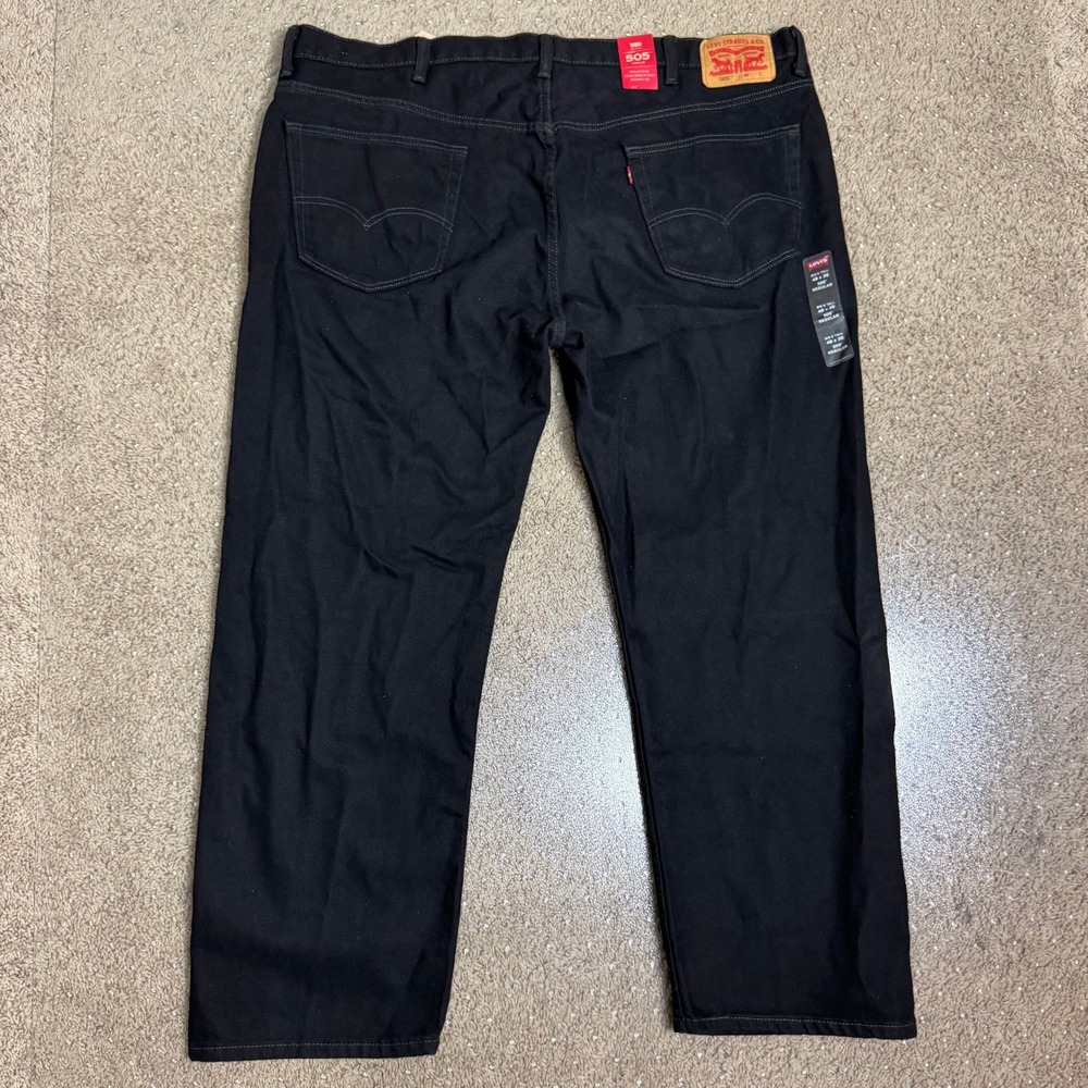 Levis 505 Regular Fit Straight Leg Jeans Mens 48x30 Big & Tall Black Denim NWT - Picture 3 of 11
